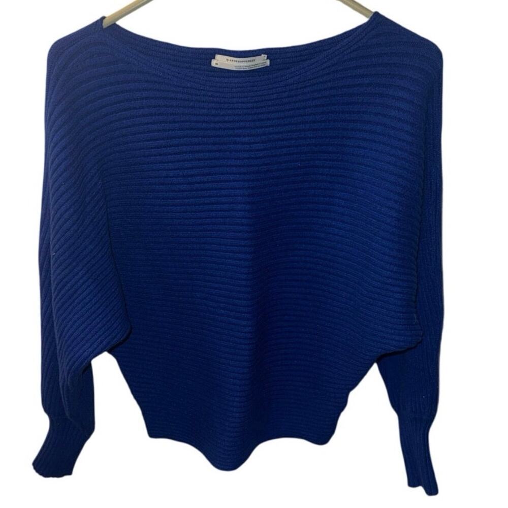 Women's Anthropologie Ribbed Pullover Sweater in Cobalt Blue Size XS - Picture 3 of 7